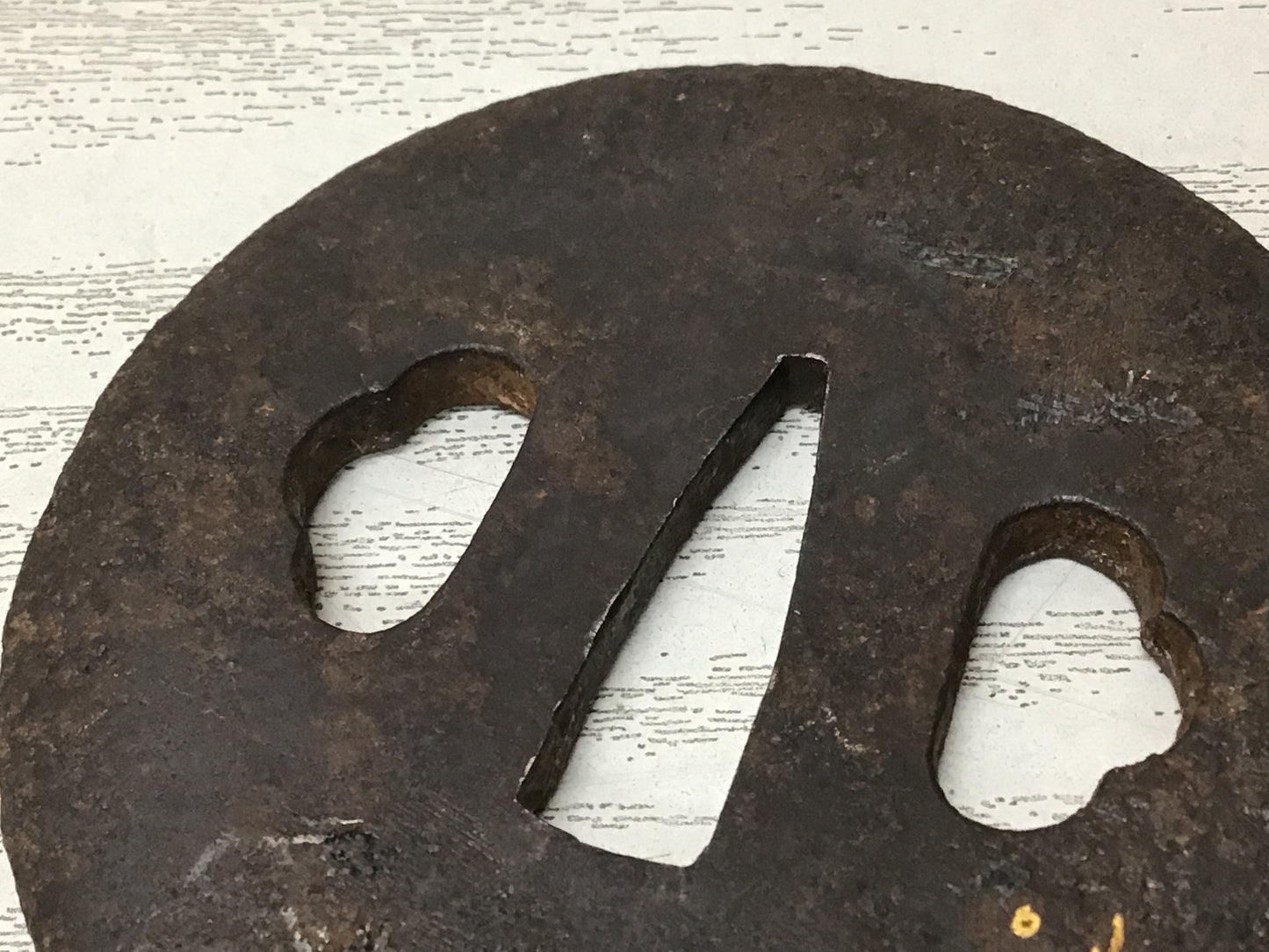 Y2733 TSUBA Round Sword Guarud Inlay Japan samurai katana antique koshirae edo