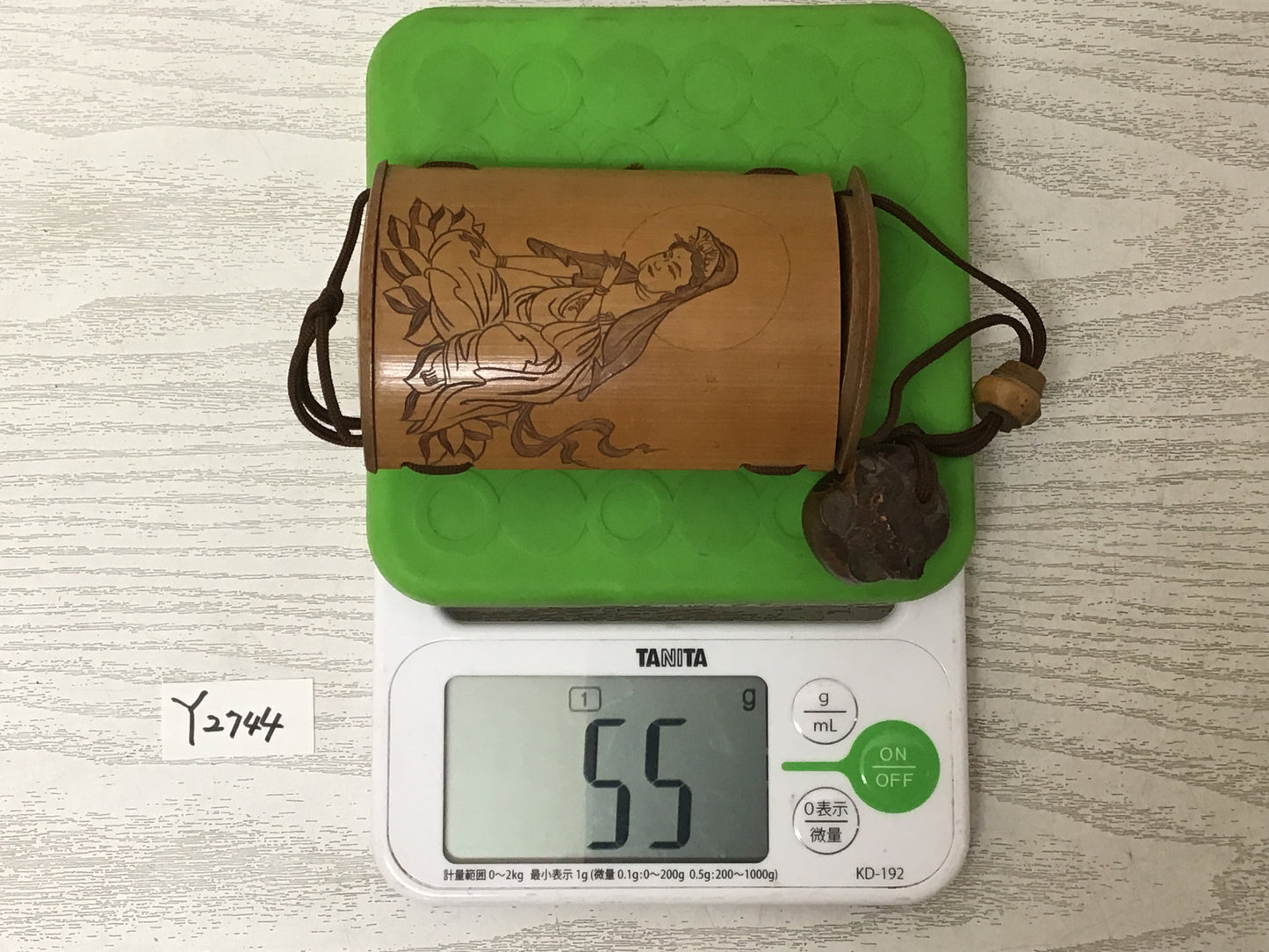 Y2744 INROU Bamboo carving Pill Box Kazan Mizutani Japanese antique traditional