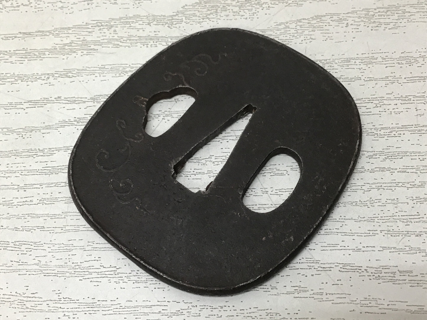 Y2747 TSUBA Sword Guard Flower Arabesque Inlay Japan samurai katana koshirae edo