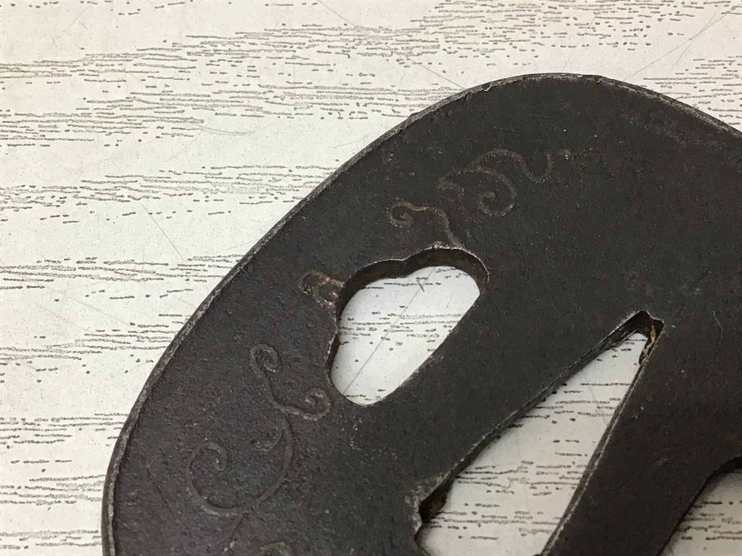 Y2747 TSUBA Sword Guard Flower Arabesque Inlay Japan samurai katana koshirae edo