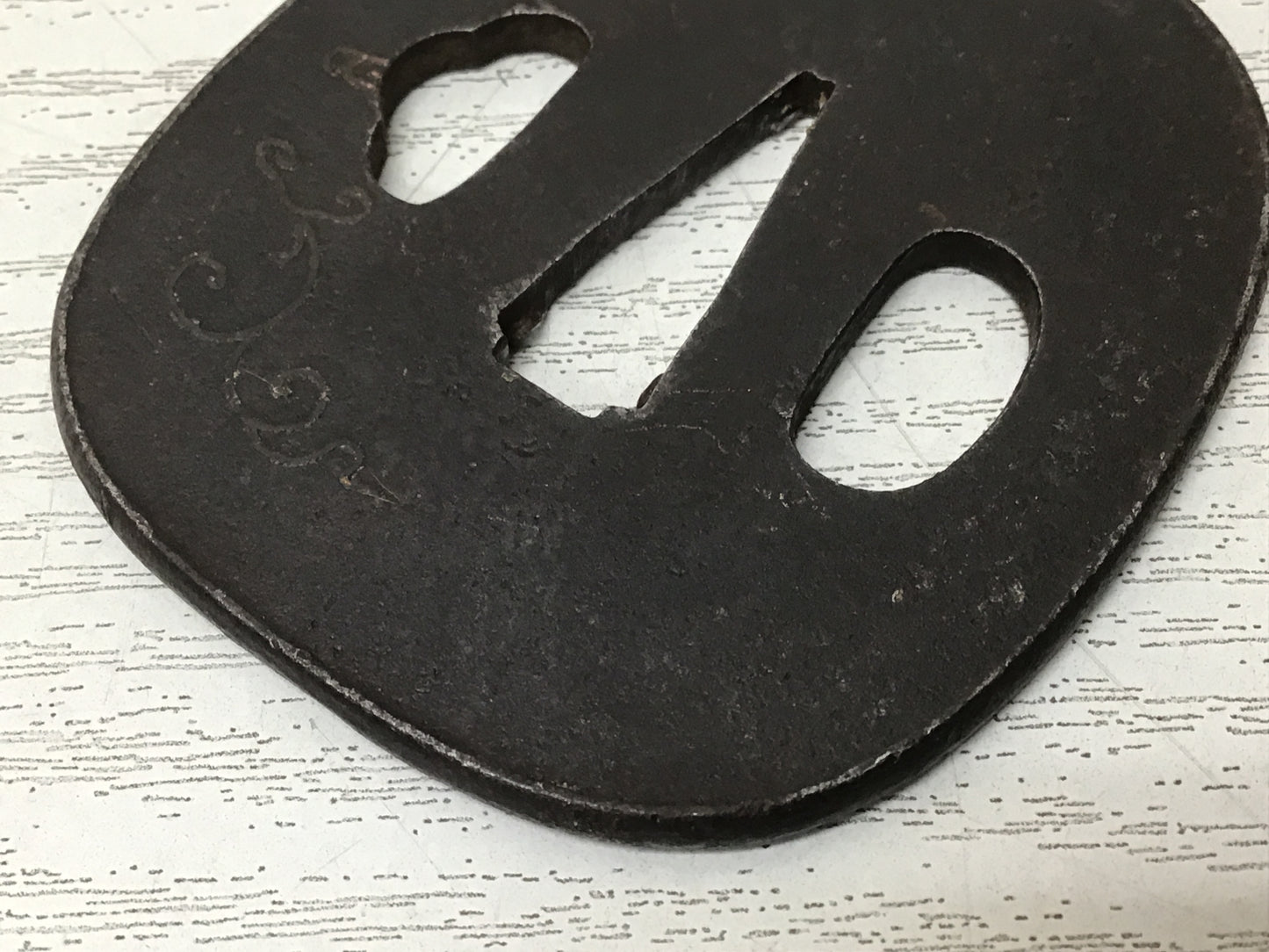 Y2747 TSUBA Sword Guard Flower Arabesque Inlay Japan samurai katana koshirae edo