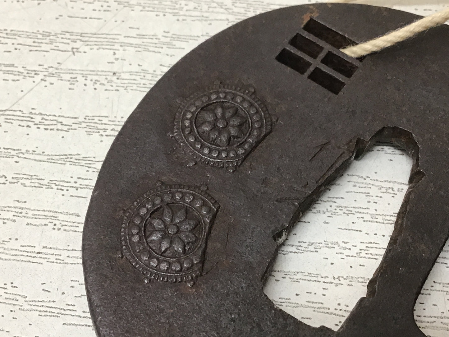 Y2748 TSUBA Sword Guard Menuki Openwork signed box Japan samurai katana koshirae