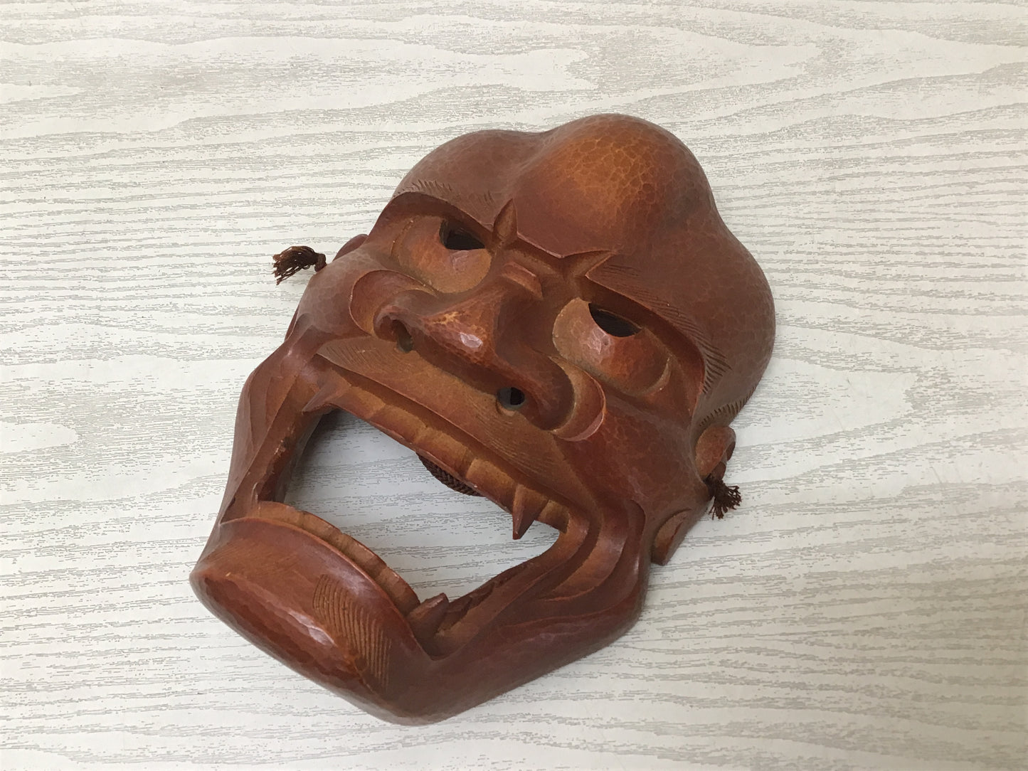 Y2757 NOH MASK Wood Carving signed Japanese vintage omen antique men Japan