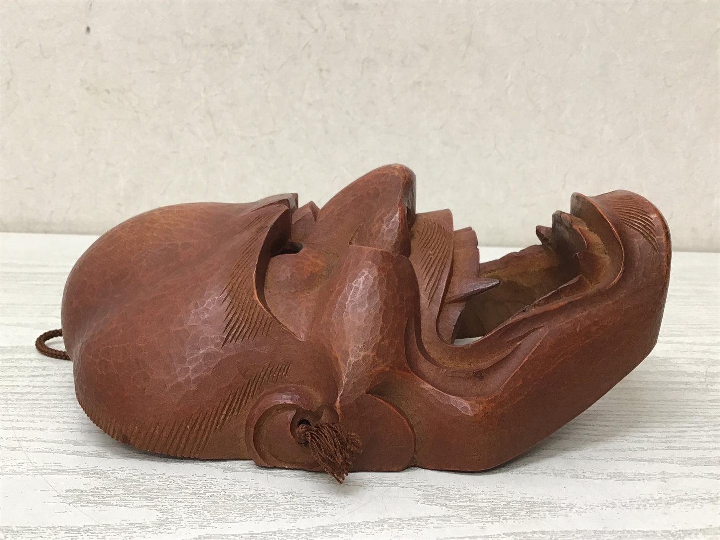 Y2757 NOH MASK Wood Carving signed Japanese vintage omen antique men Japan