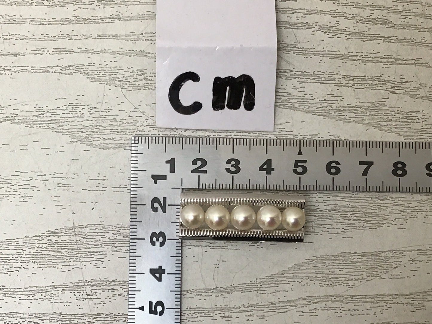 Y2803 OBIDOME Pearl Sash Clip K14WG metal fittings box Japan Kimono antique