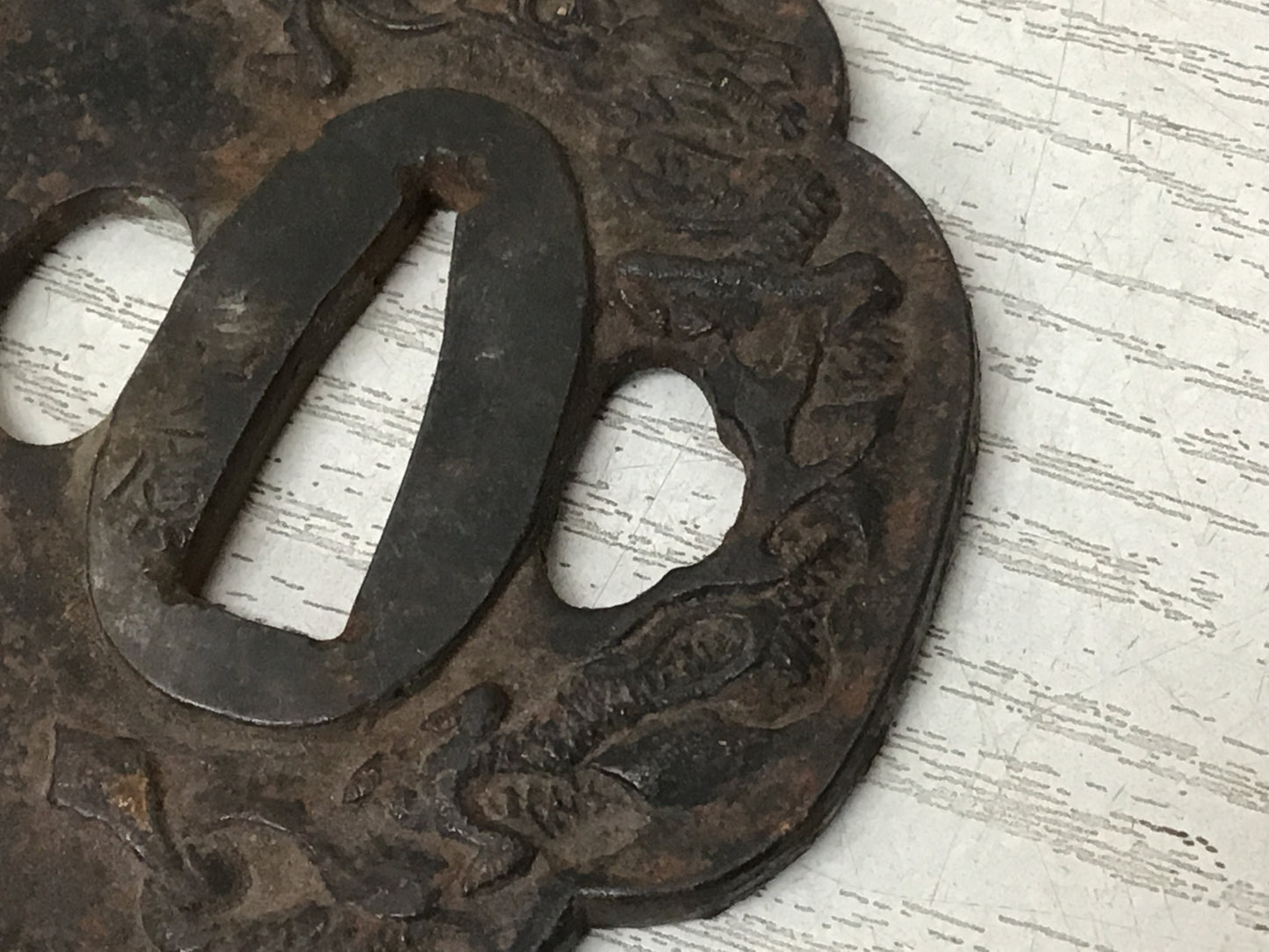 Y2809 TSUBA Iron Sword Guard Dragon Inlay signed Japan samurai katana koshirae