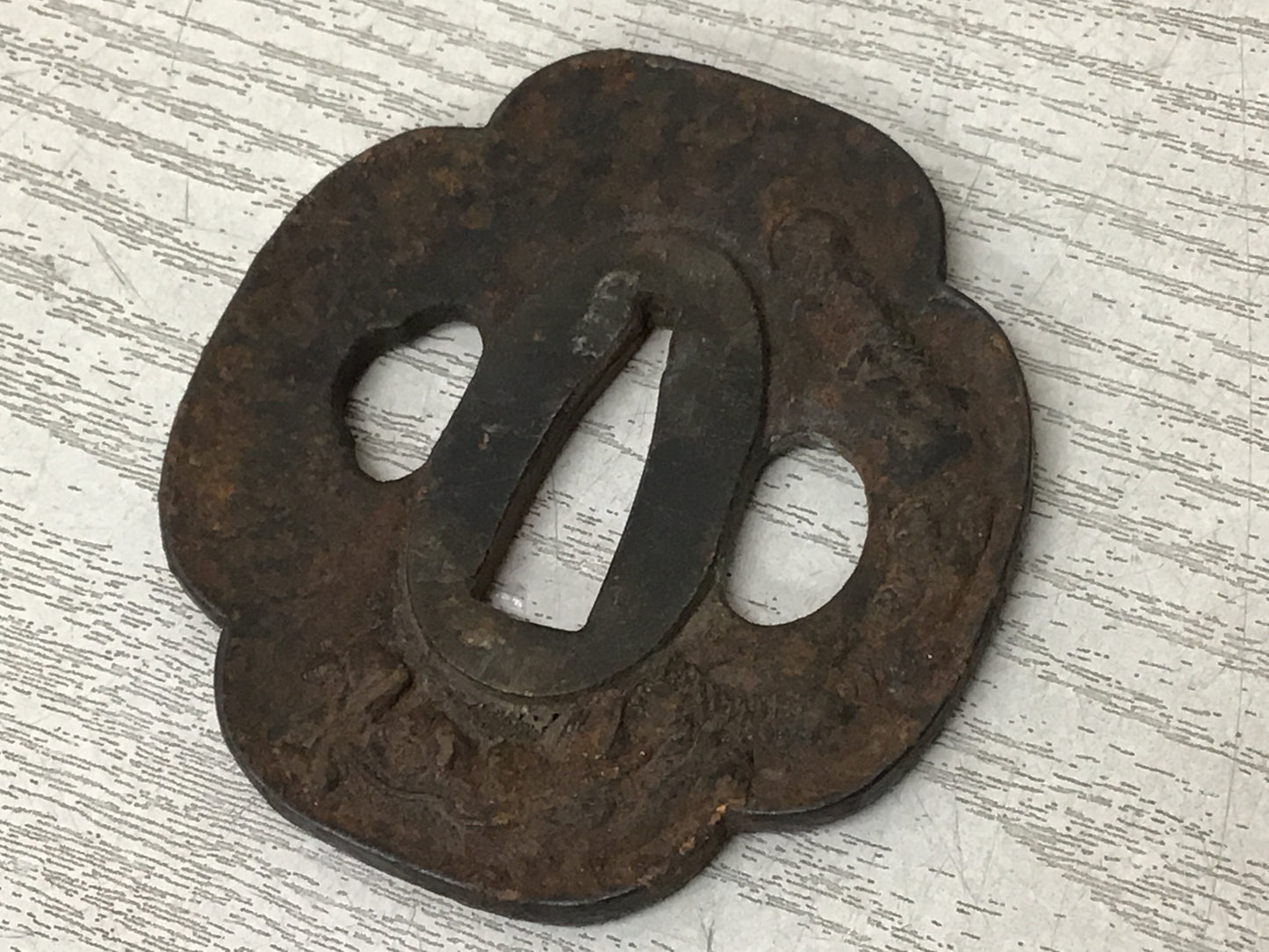Y2809 TSUBA Iron Sword Guard Dragon Inlay signed Japan samurai katana koshirae