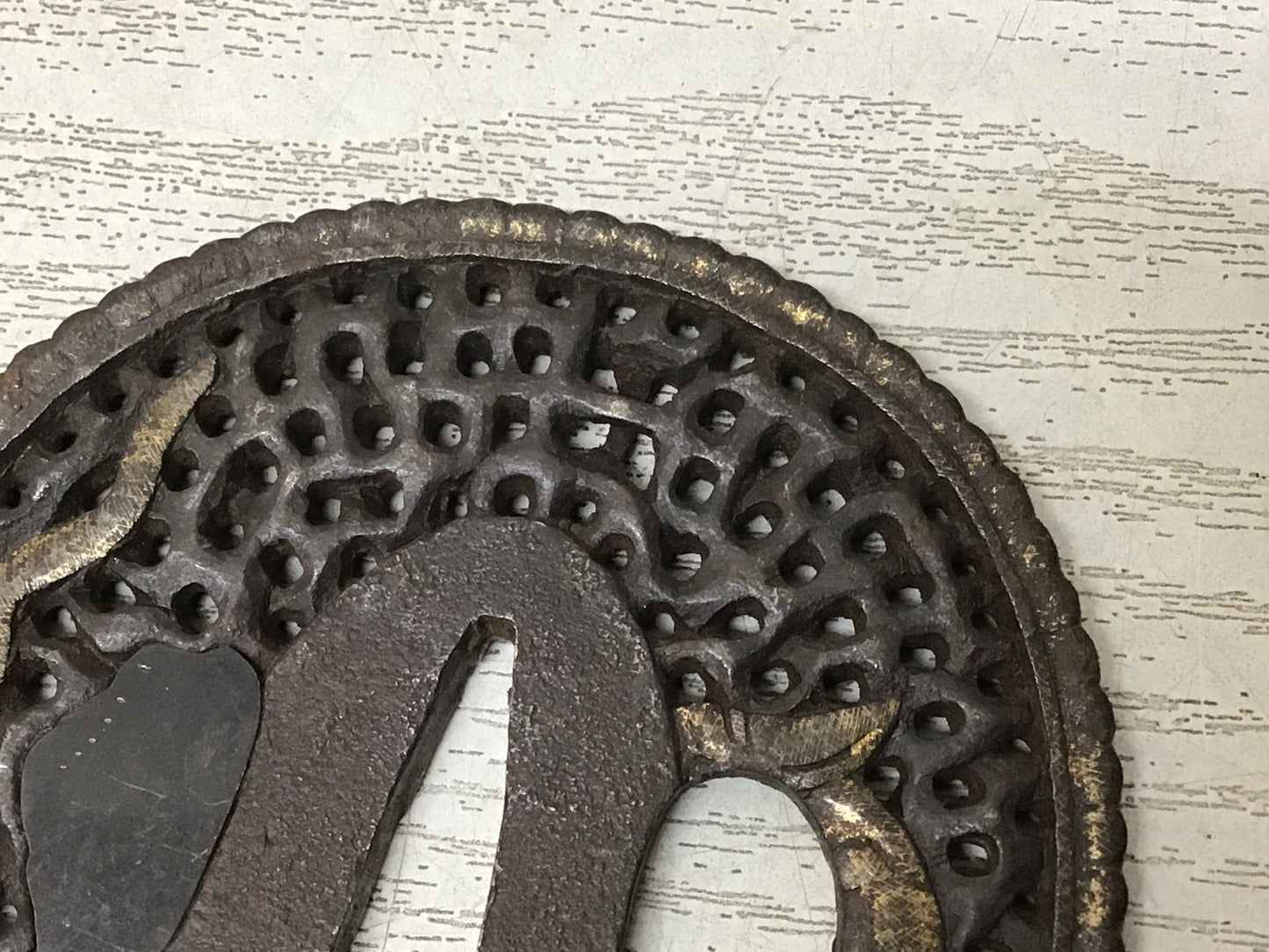 Y2810 TSUBA Iron Sword Guard Dragon openwork Japan samurai katana koshirae edo