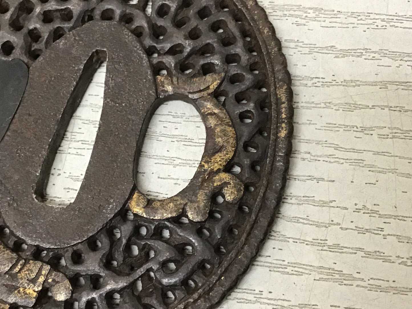 Y2810 TSUBA Iron Sword Guard Dragon openwork Japan samurai katana koshirae edo