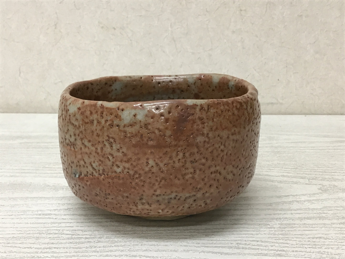 Y2823 CHAWAN Shino-ware signed box Japan tea ceremony bowl antique vintage