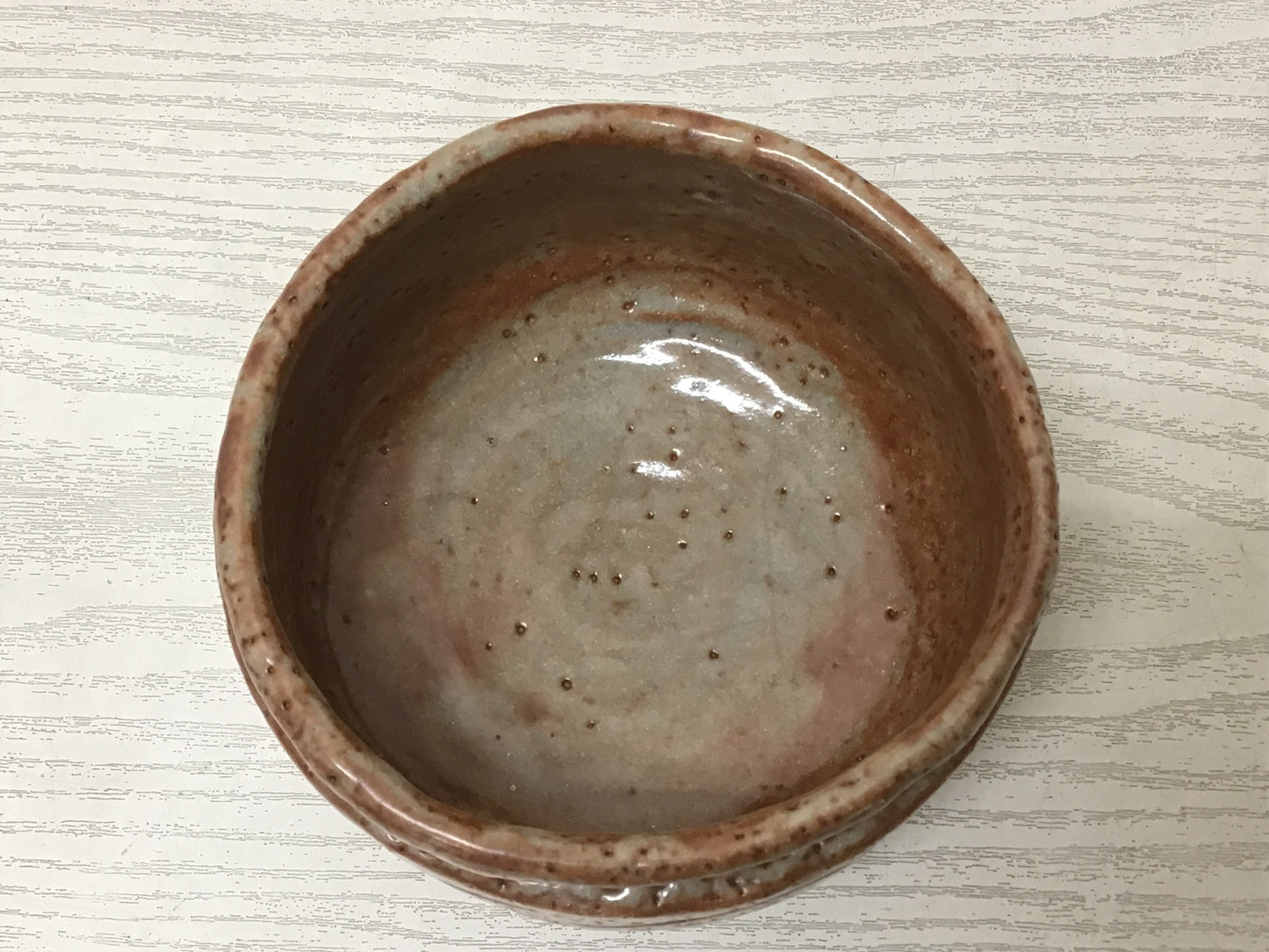 Y2823 CHAWAN Shino-ware signed box Japan tea ceremony bowl antique vintage