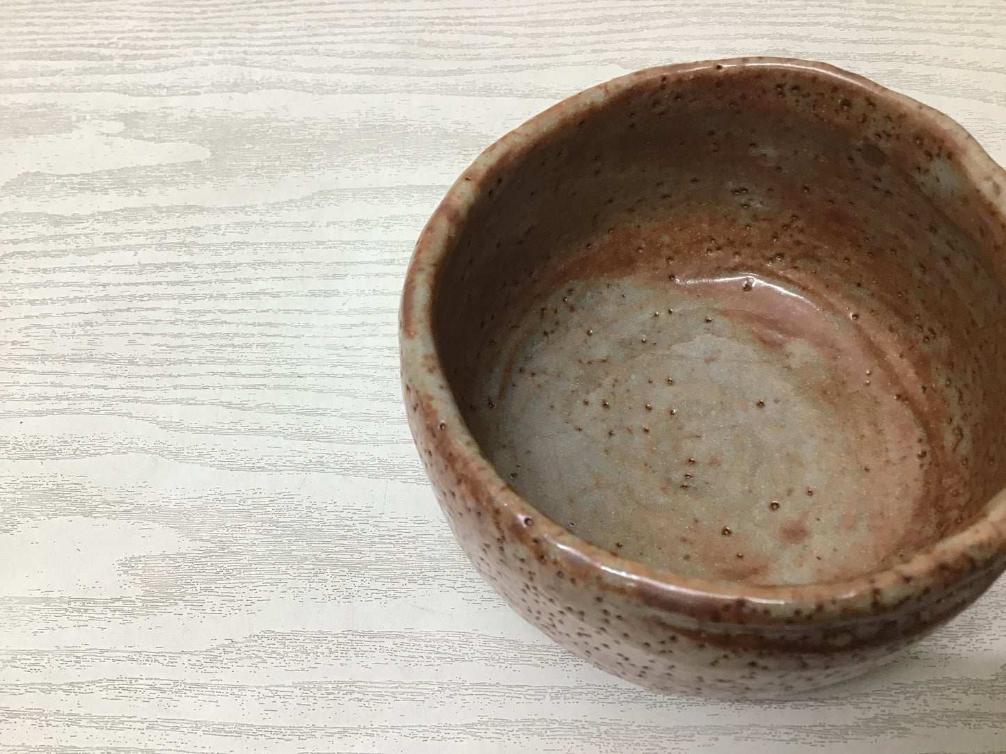 Y2823 CHAWAN Shino-ware signed box Japan tea ceremony bowl antique vintage