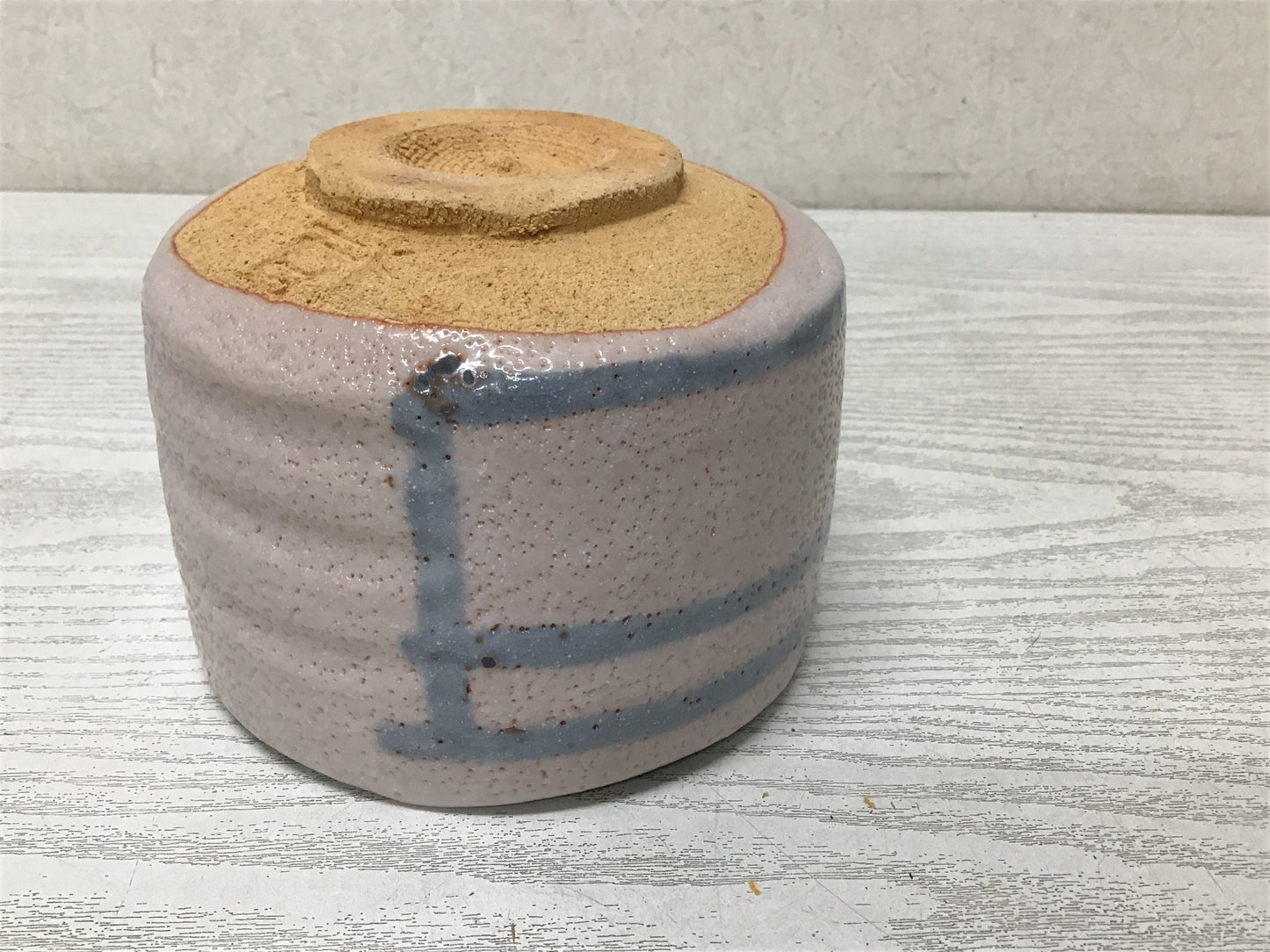 Y2825 CHAWAN Shino-ware signed box Japan tea ceremony bowl antique vintage
