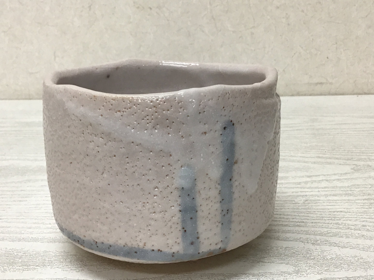 Y2825 CHAWAN Shino-ware signed box Japan tea ceremony bowl antique vintage