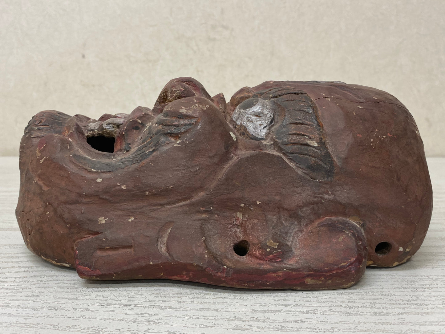 Y2864 NOH MASK Three-eyed wood carving omen Japan vintage antique traditional