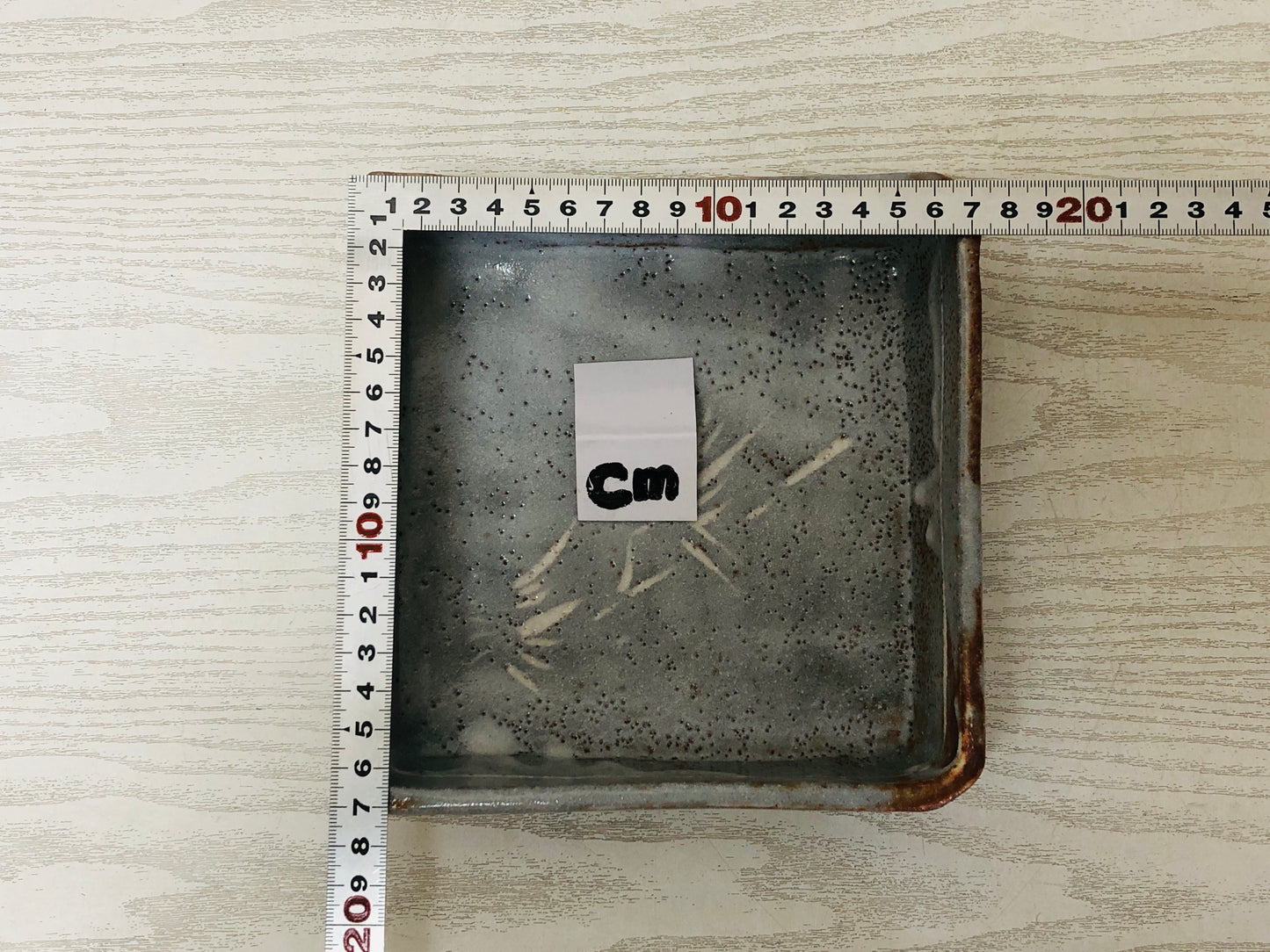 Y2903 CHAWAN Shino-ware Confectionery Candy Bowl signed box square Japan antique