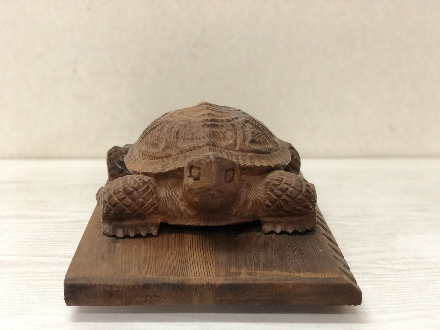 Y2910 OKIMONO wood carving turtle figurine stand Japanese antique statue figure