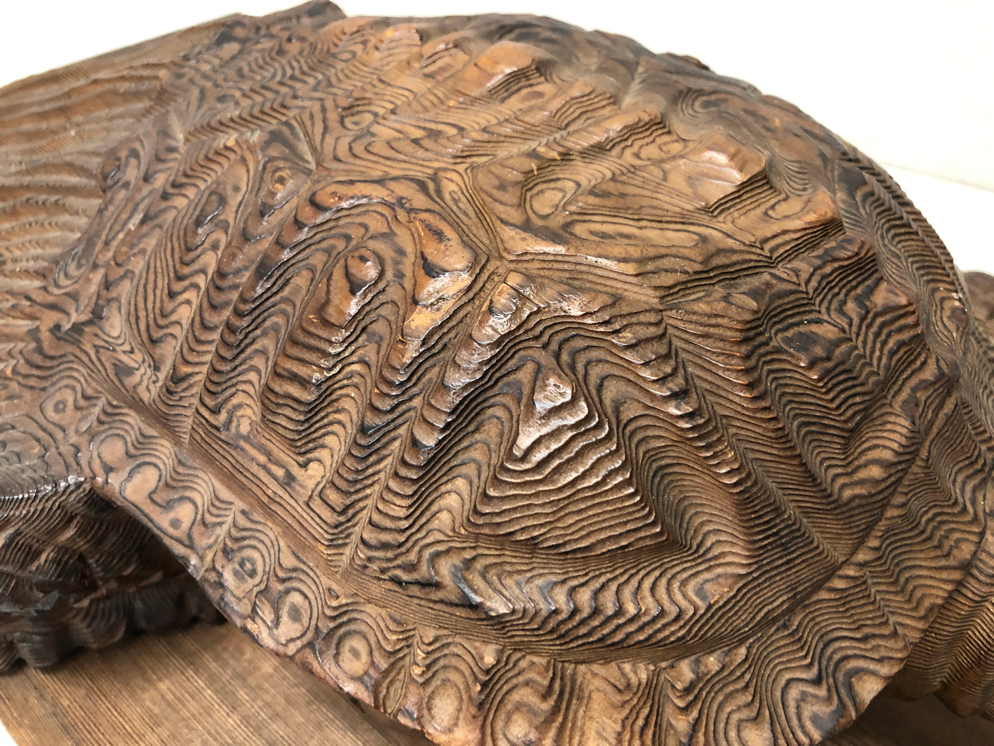 Y2910 OKIMONO wood carving turtle figurine stand Japanese antique statue figure
