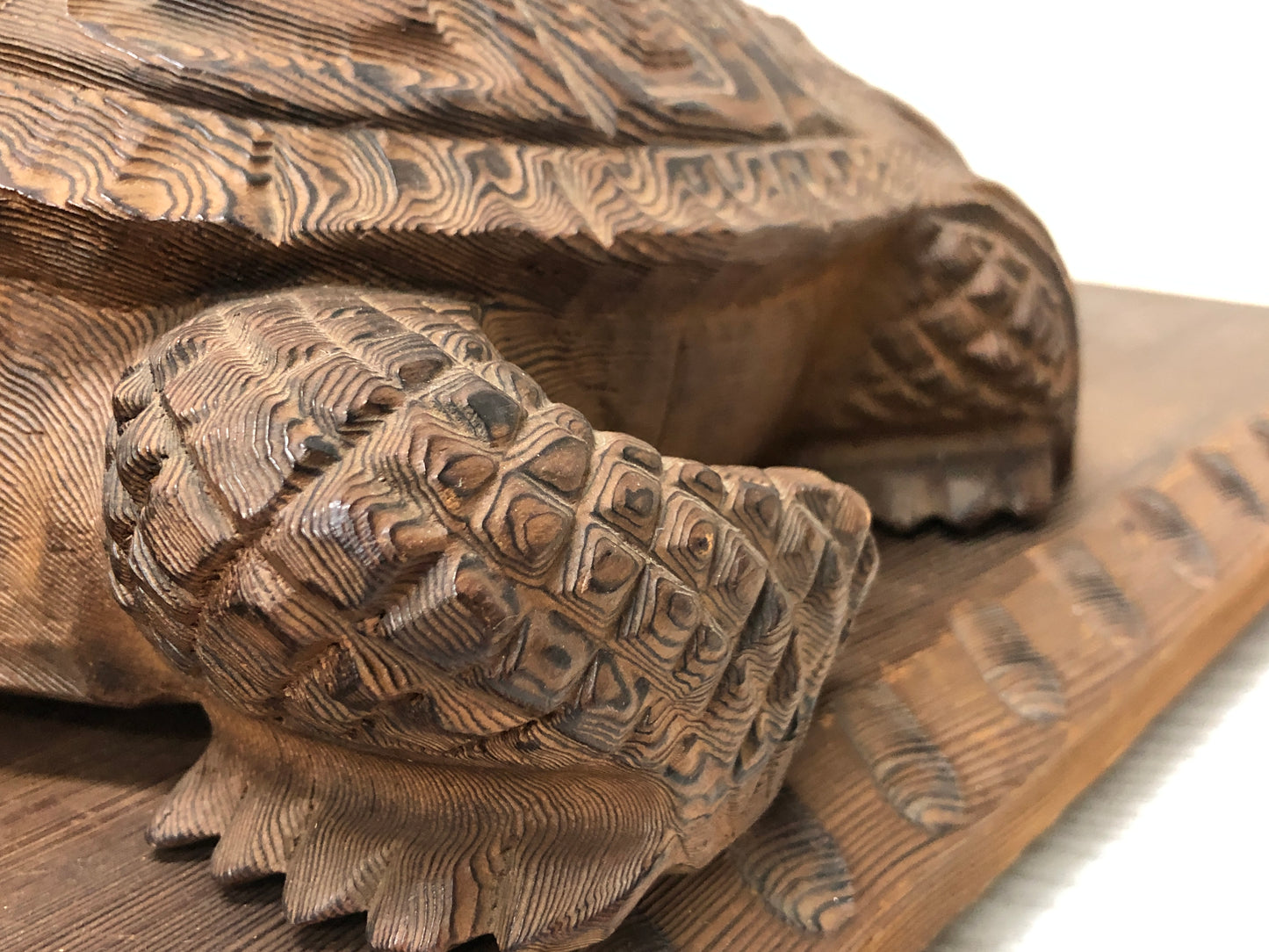 Y2910 OKIMONO wood carving turtle figurine stand Japanese antique statue figure