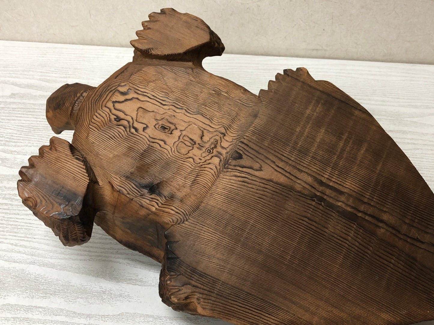 Y2910 OKIMONO wood carving turtle figurine stand Japanese antique statue figure