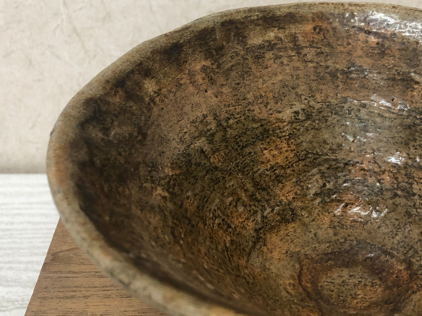 Y2914 CHAWAN Raku-ware signed box Japan tea ceremony bowl antique vintage