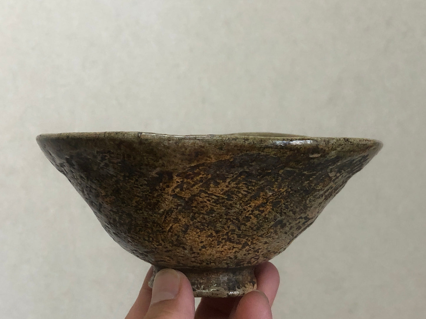 Y2914 CHAWAN Raku-ware signed box Japan tea ceremony bowl antique vintage