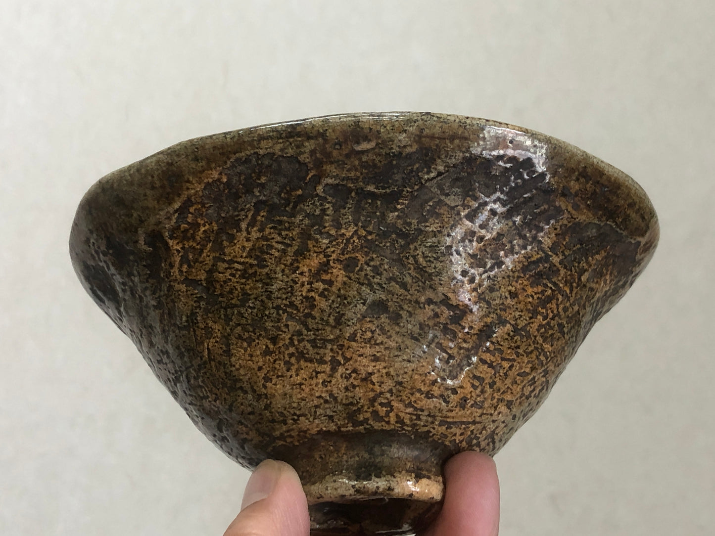 Y2914 CHAWAN Raku-ware signed box Japan tea ceremony bowl antique vintage