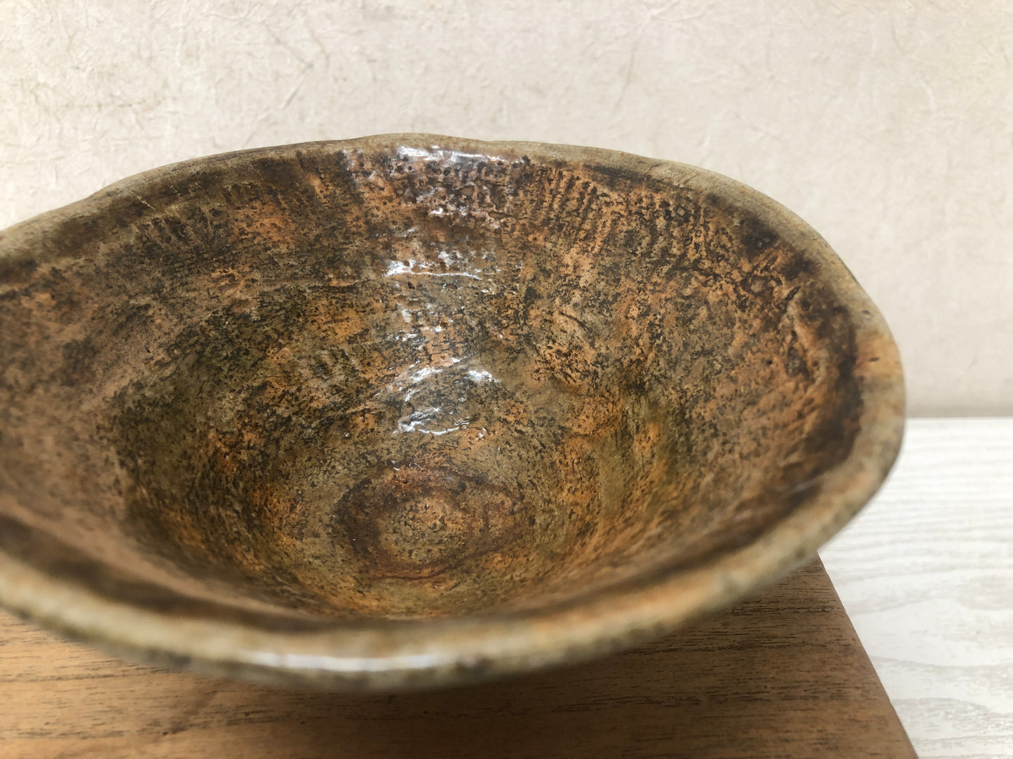 Y2914 CHAWAN Raku-ware signed box Japan tea ceremony bowl antique vintage