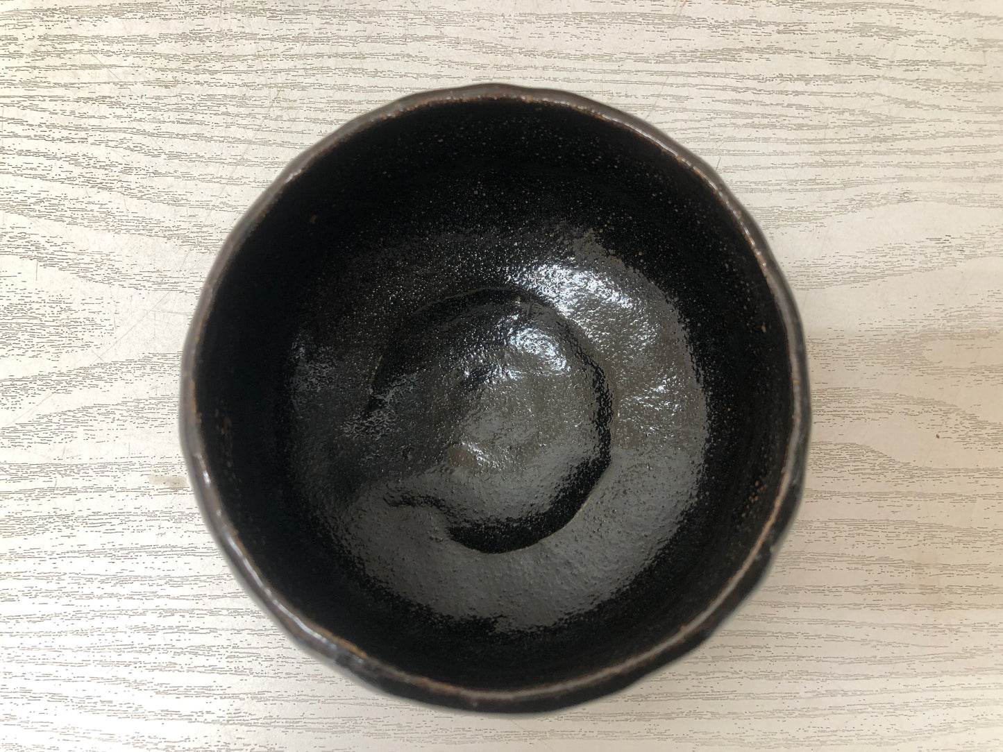 Y2915 CHAWAN Raku-ware black signed box Japan tea ceremony bowl antique vintage