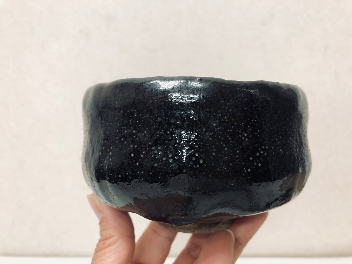 Y2915 CHAWAN Raku-ware black signed box Japan tea ceremony bowl antique vintage