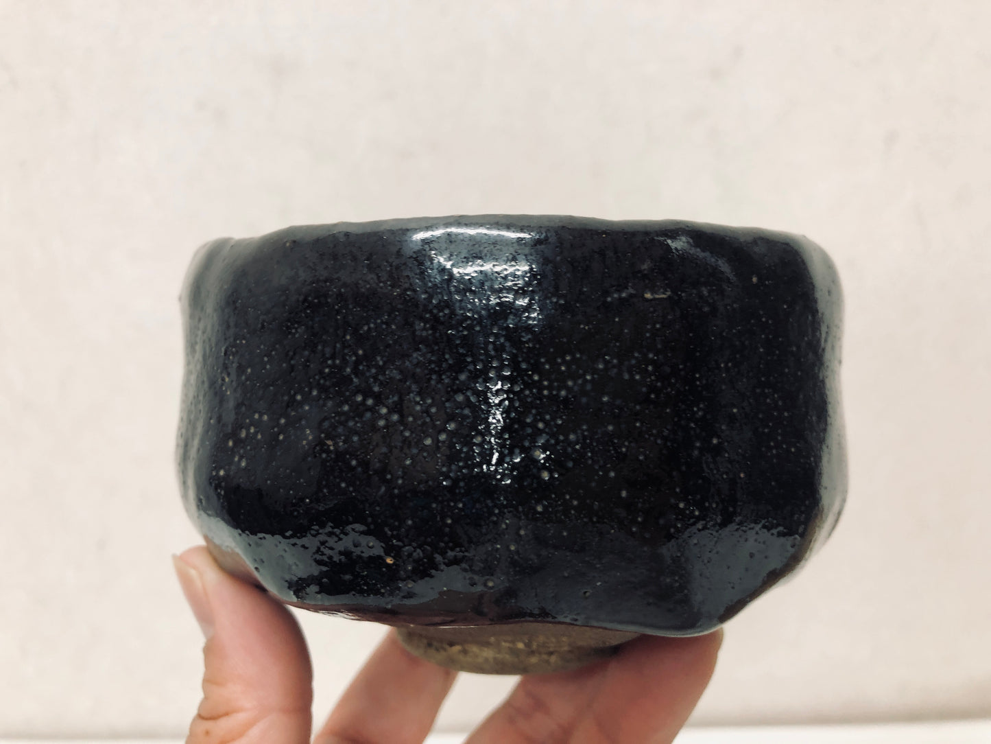 Y2915 CHAWAN Raku-ware black signed box Japan tea ceremony bowl antique vintage