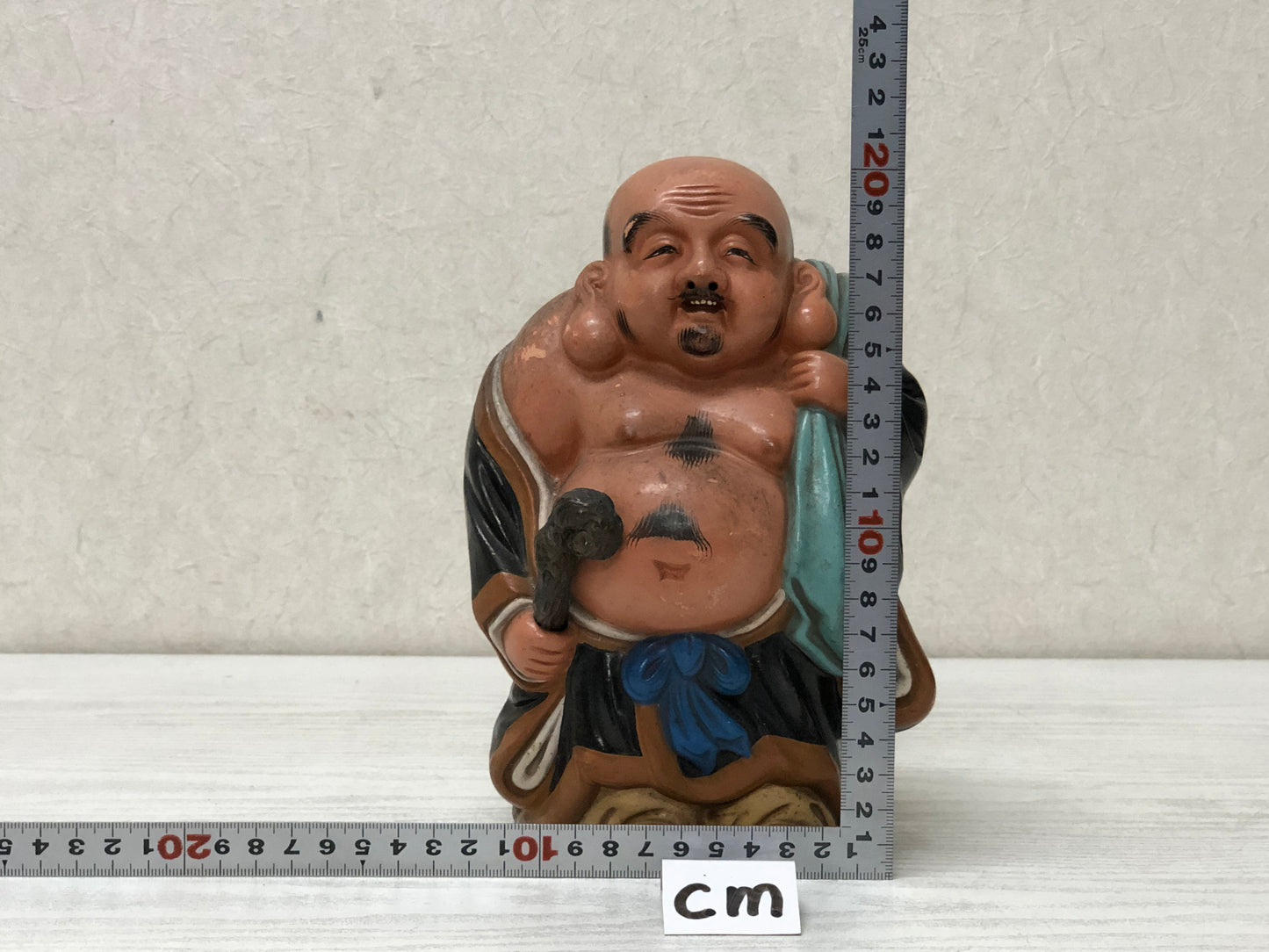 Y2934 OKIMONO Seto-ware Hotei God of Cleverness Japan antique statue decor