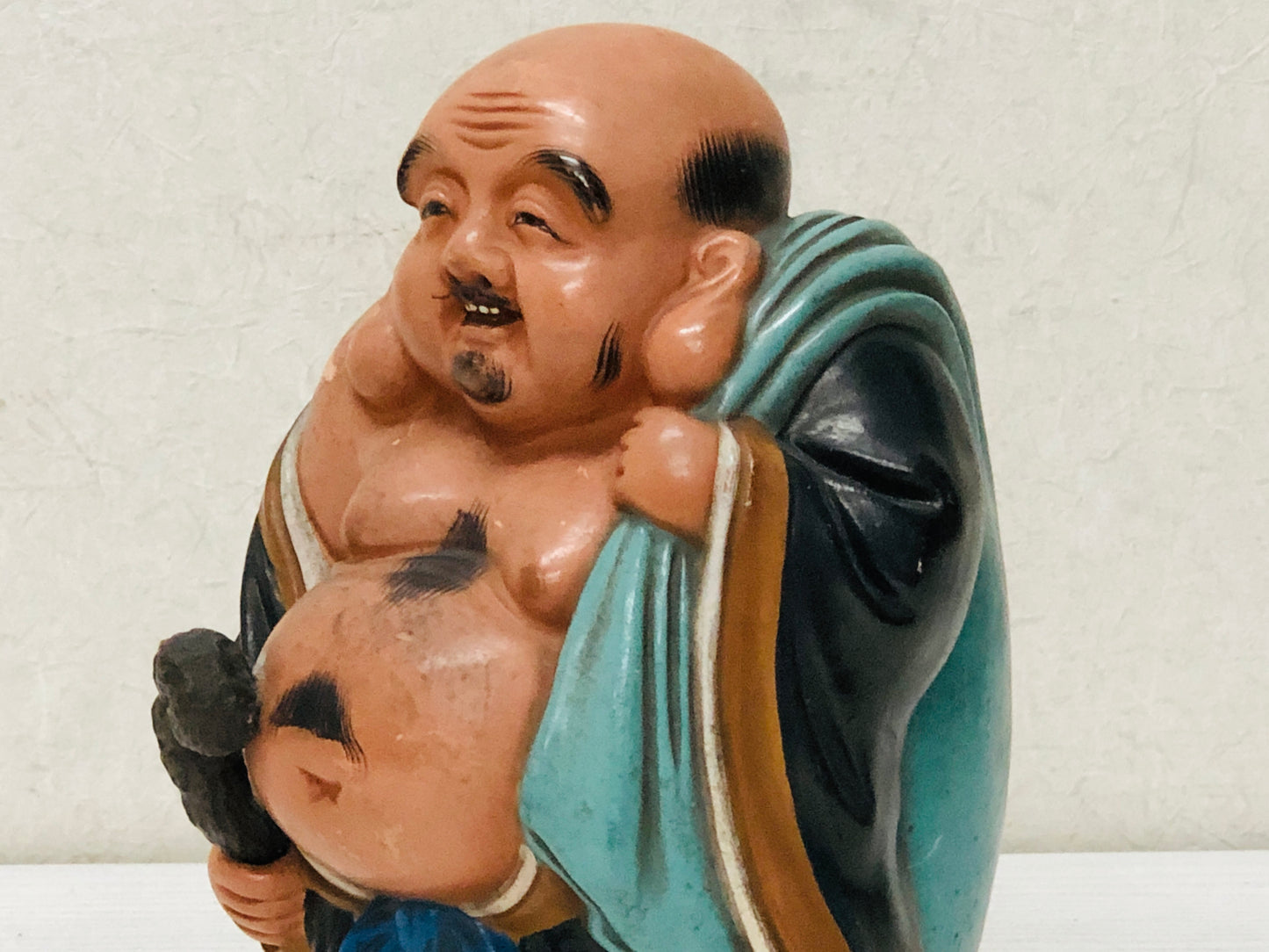 Y2934 OKIMONO Seto-ware Hotei God of Cleverness Japan antique statue decor