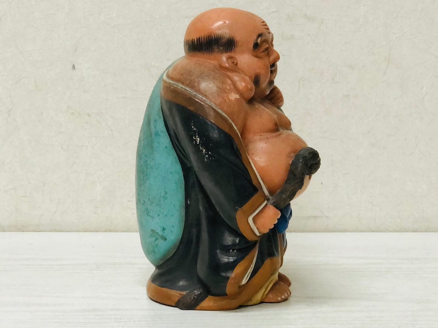 Y2934 OKIMONO Seto-ware Hotei God of Cleverness Japan antique statue decor
