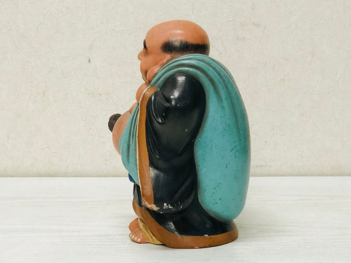 Y2934 OKIMONO Seto-ware Hotei God of Cleverness Japan antique statue decor