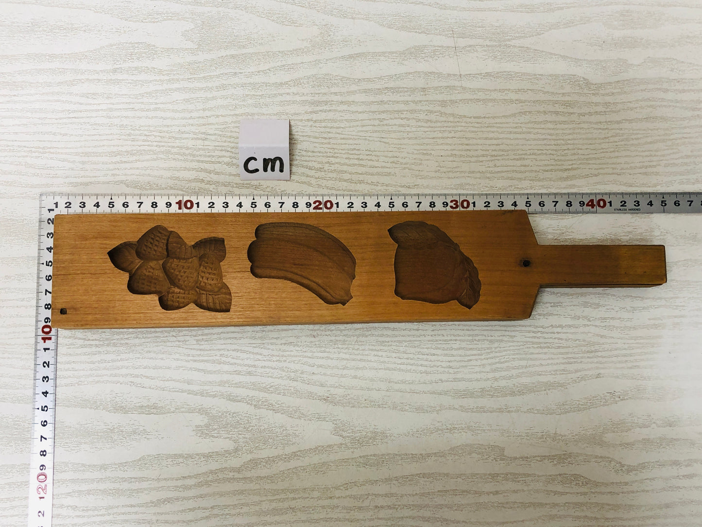 Y2937 KASHIGATA Fruit patterns handle Japan vintage Wooden Pastry Mold wagashi