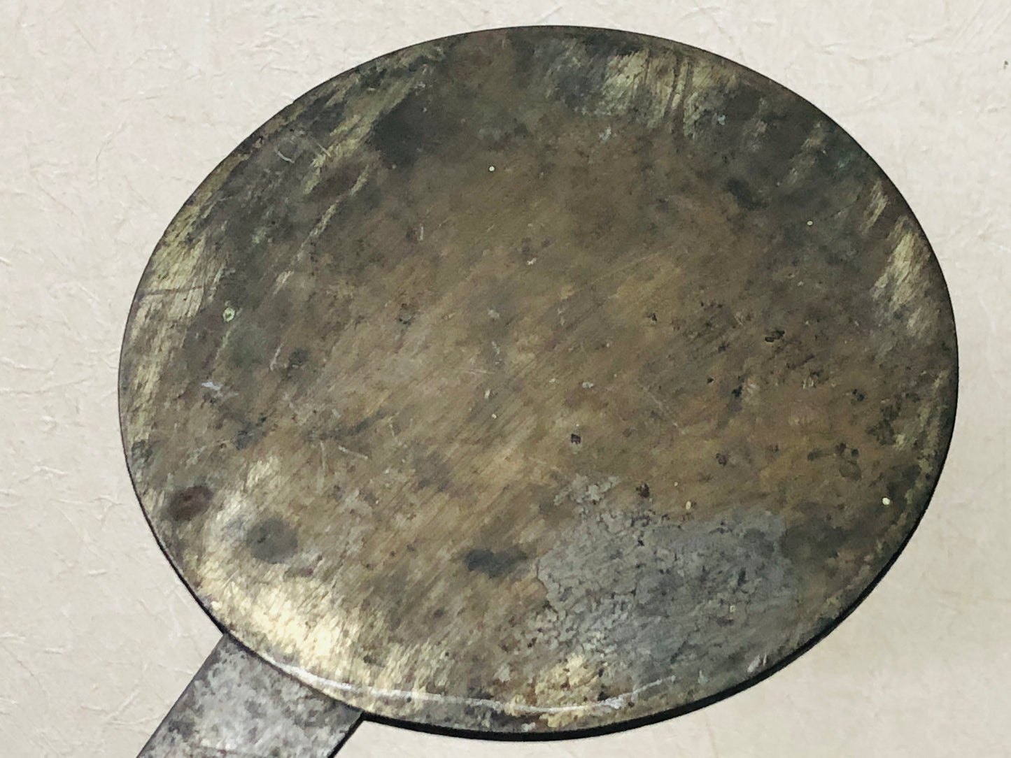 Y2946 KAGAMI Old Bronze Mirror signed Mitsunaga Fujiwara Japanese antique Japan