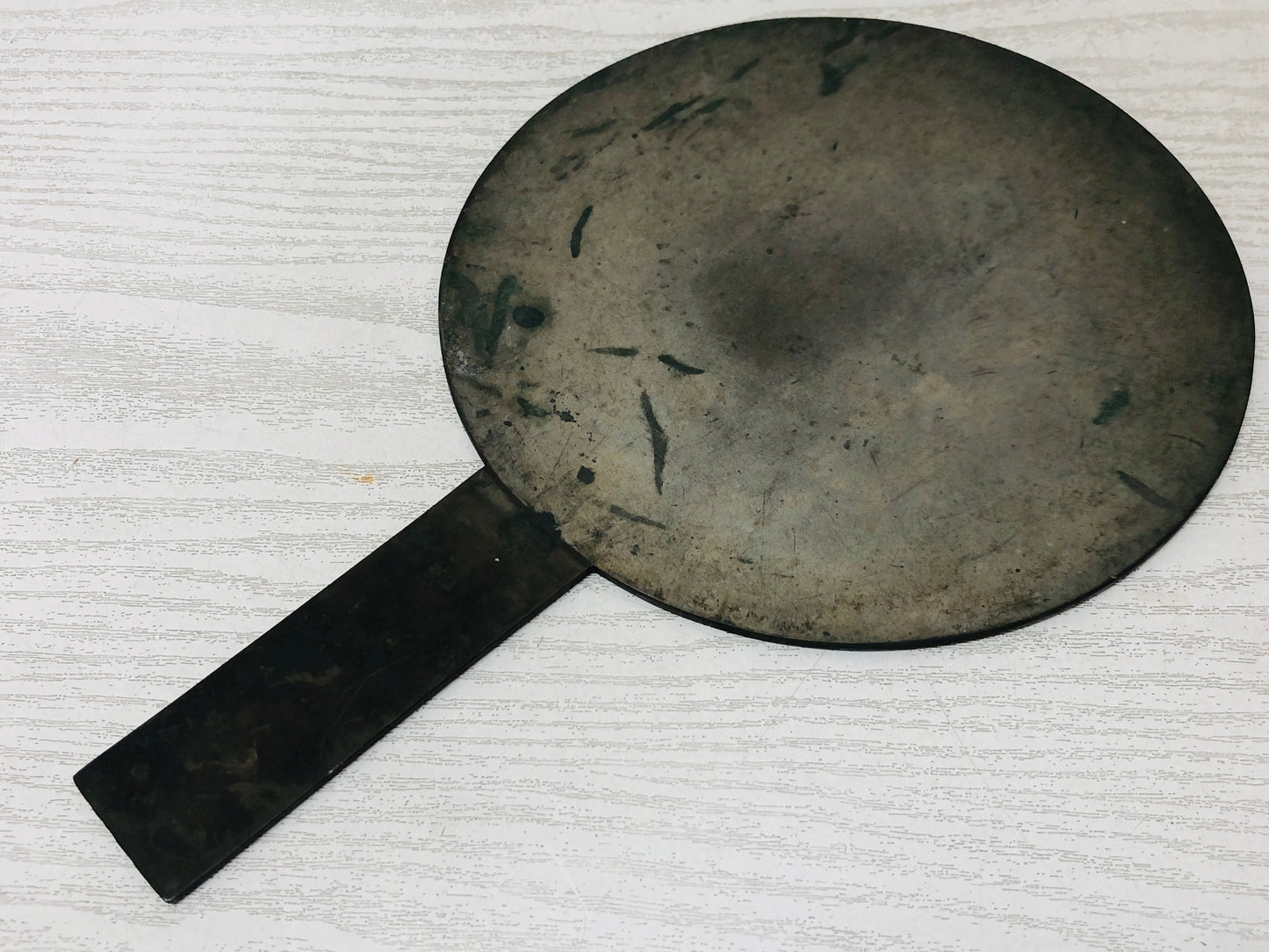 Y2947 KAGAMI Old Bronze Mirror Pine Bamboo Plum Japanese antique vintage Japan
