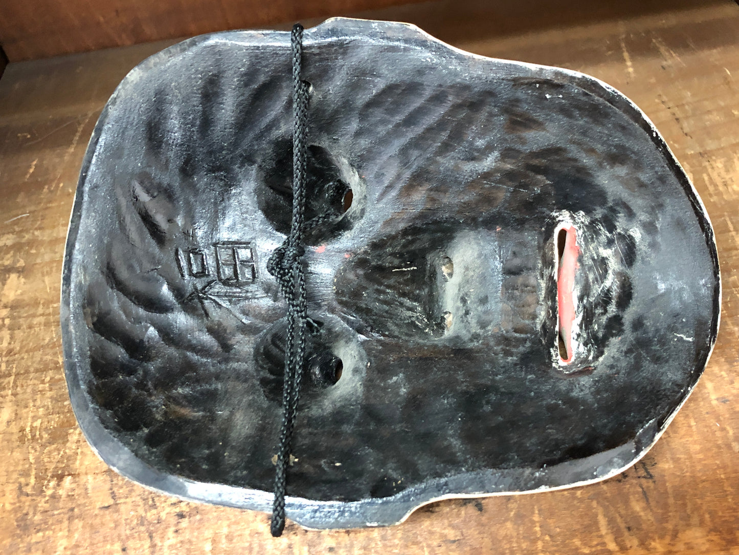 Y3003 NOH MASK wood carving Frog Japan antique dance drama omen men vintage