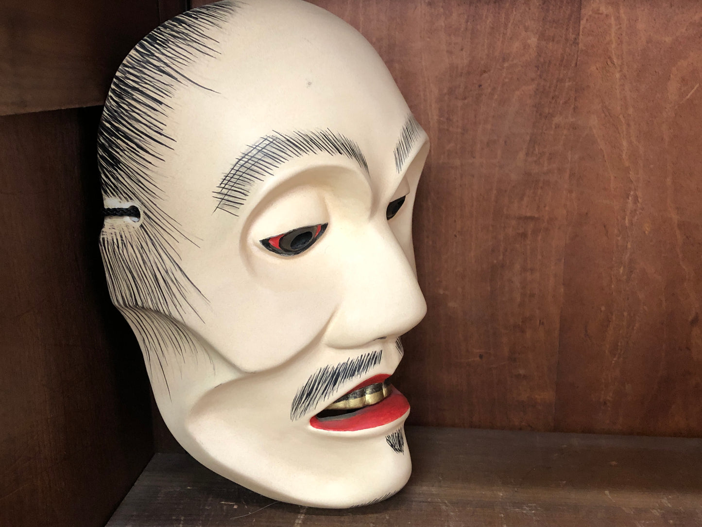 Y3003 NOH MASK wood carving Frog Japan antique dance drama omen men vintage