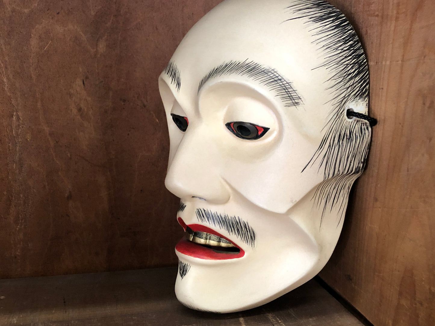 Y3003 NOH MASK wood carving Frog Japan antique dance drama omen men vintage