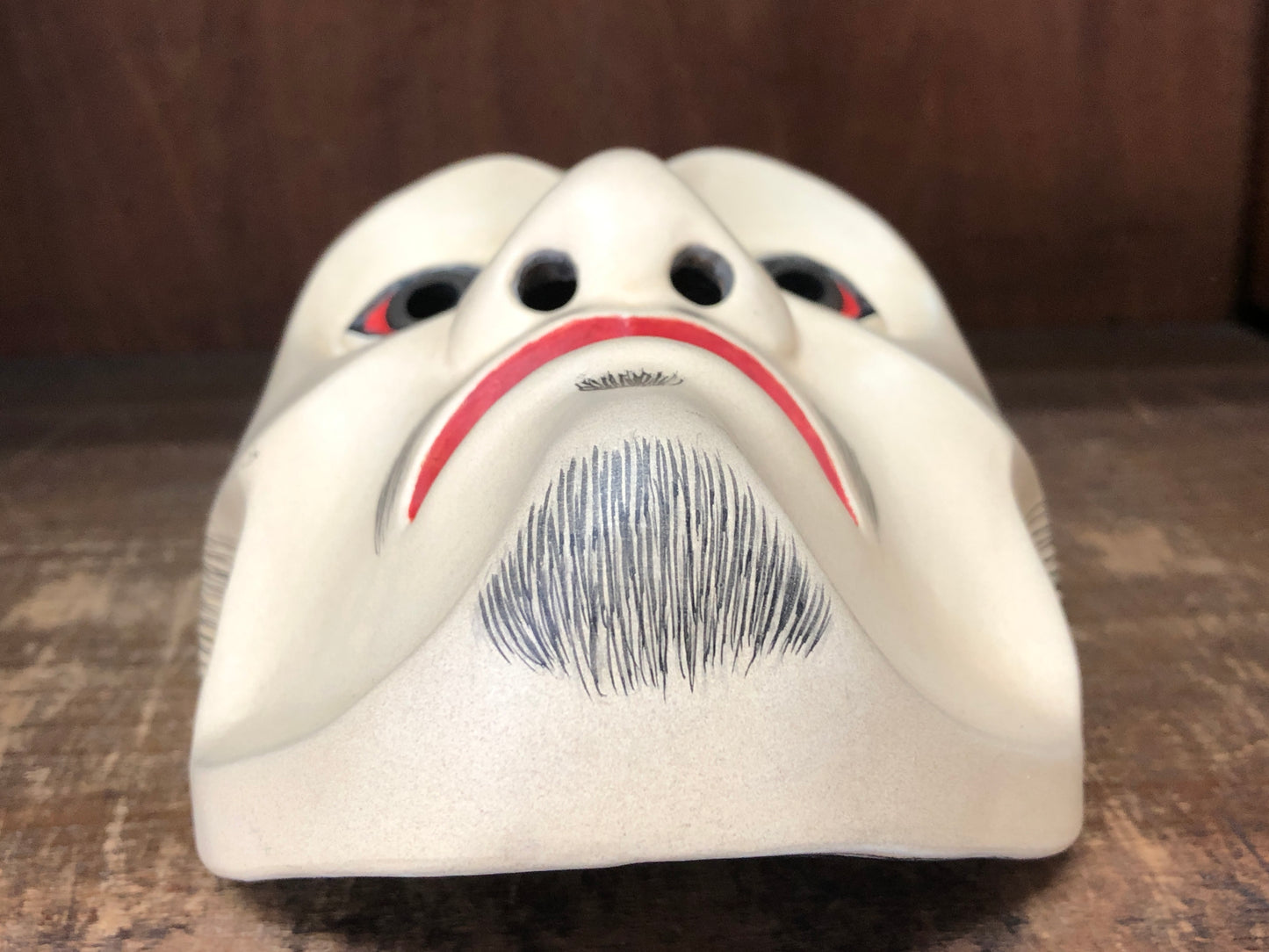 Y3003 NOH MASK wood carving Frog Japan antique dance drama omen men vintage