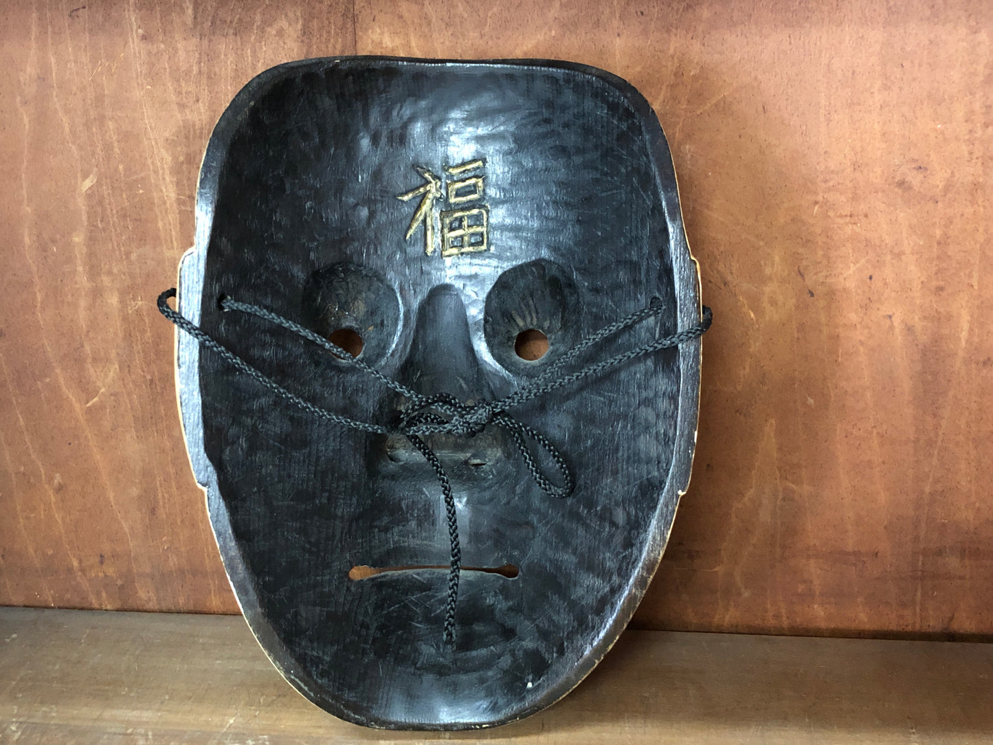 Y3007 NOH MASK wood carving Togou Japan antique dance drama omen men vintage