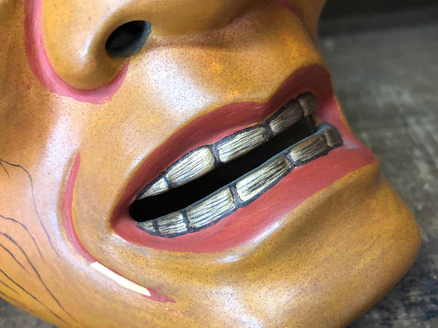 Y3009 NOH MASK wood carving Hashi Hime Japan antique dance drama omen men