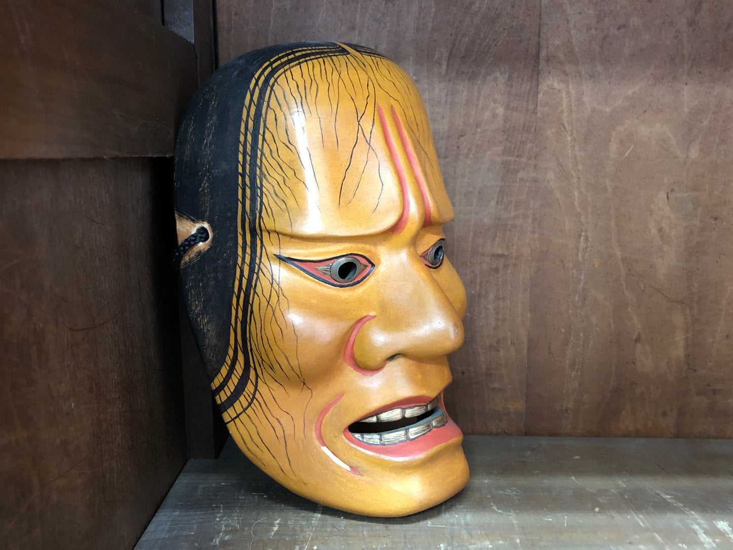 Y3009 NOH MASK wood carving Hashi Hime Japan antique dance drama omen men