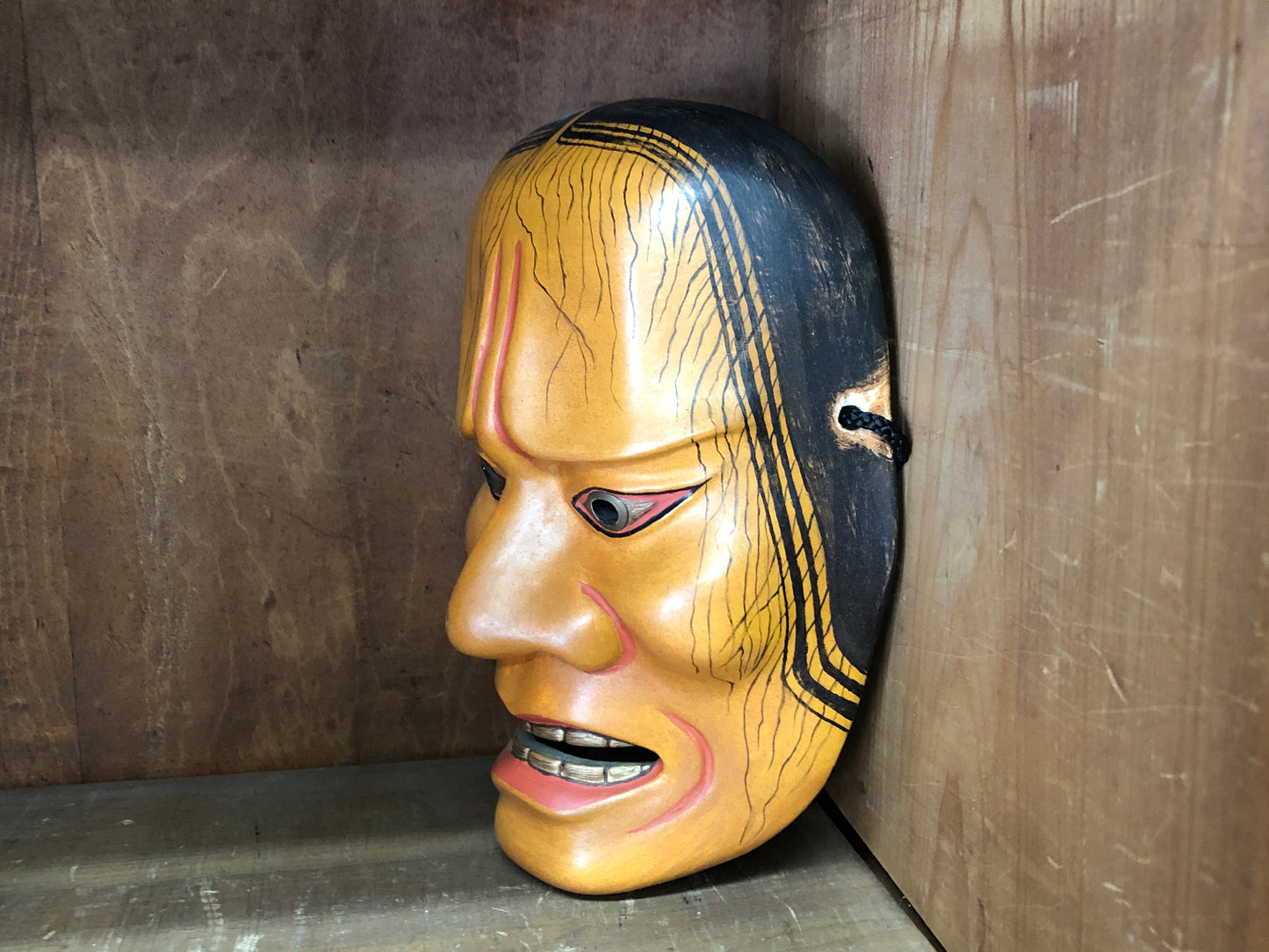 Y3009 NOH MASK wood carving Hashi Hime Japan antique dance drama omen men