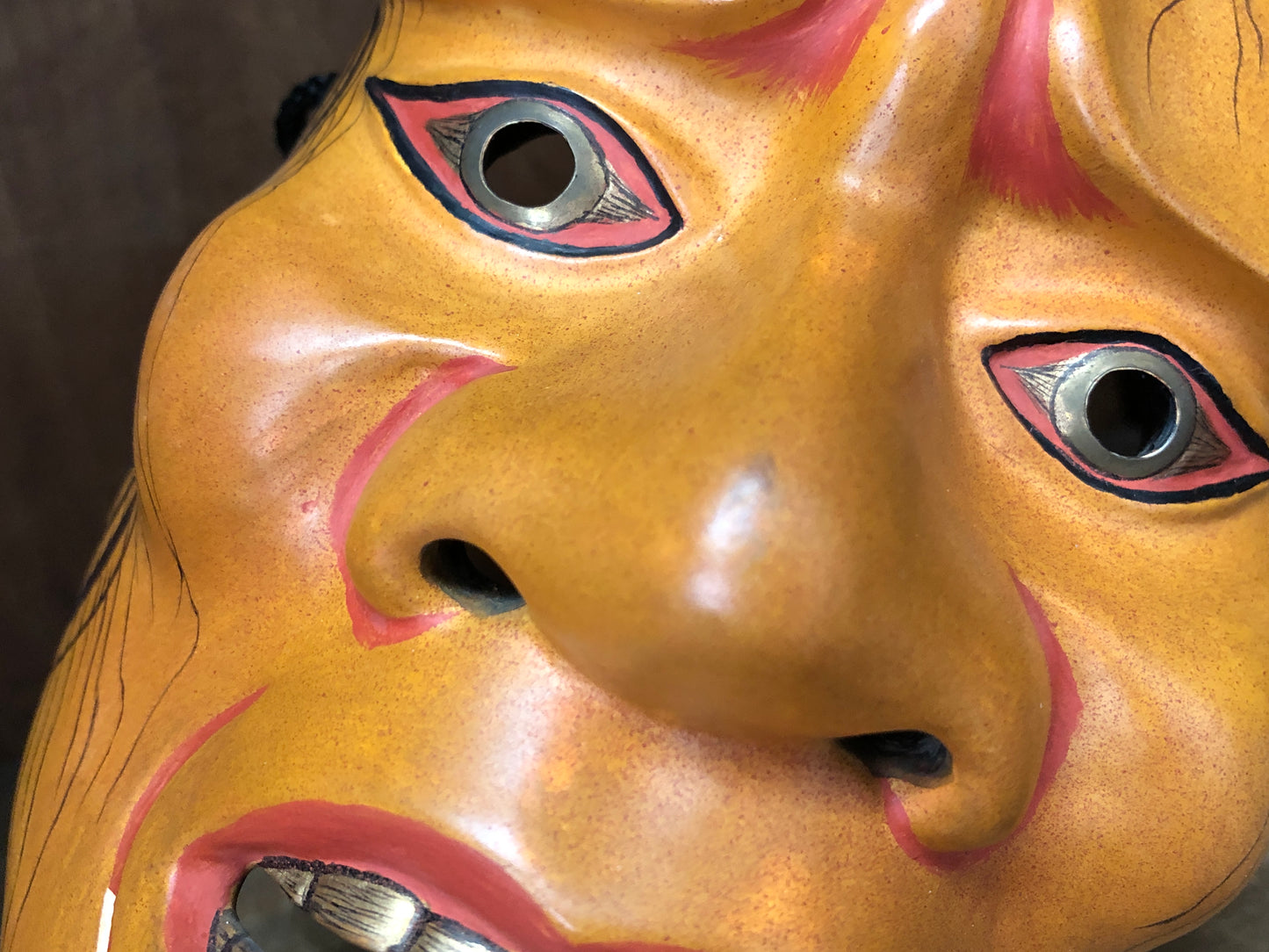 Y3009 NOH MASK wood carving Hashi Hime Japan antique dance drama omen men