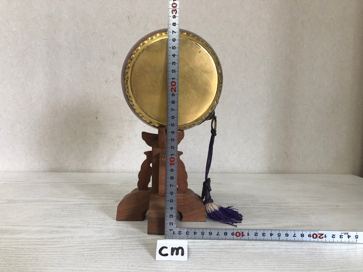 Y3076 TAIKO Drum Wakasa Lacquer stand figurine Japanese vintage antique interior