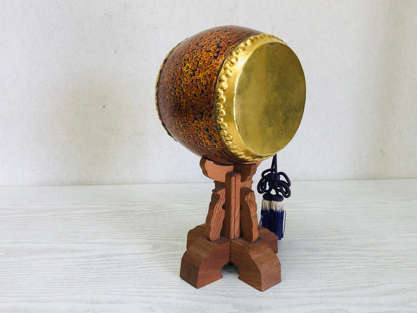Y3076 TAIKO Drum Wakasa Lacquer stand figurine Japanese vintage antique interior