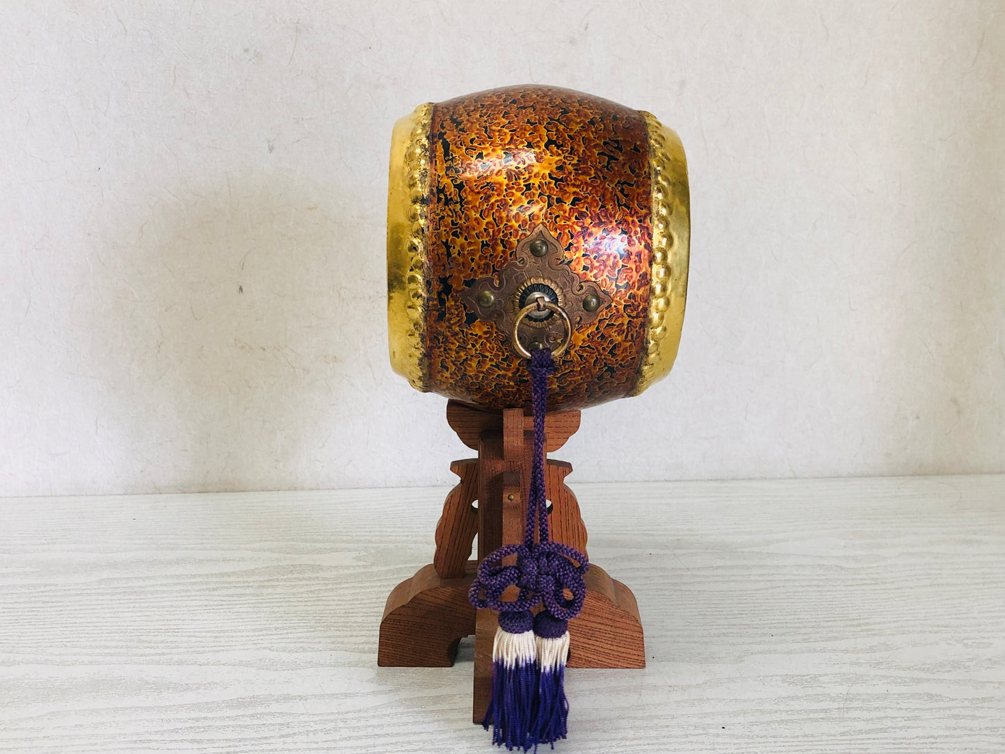 Y3076 TAIKO Drum Wakasa Lacquer stand figurine Japanese vintage antique interior